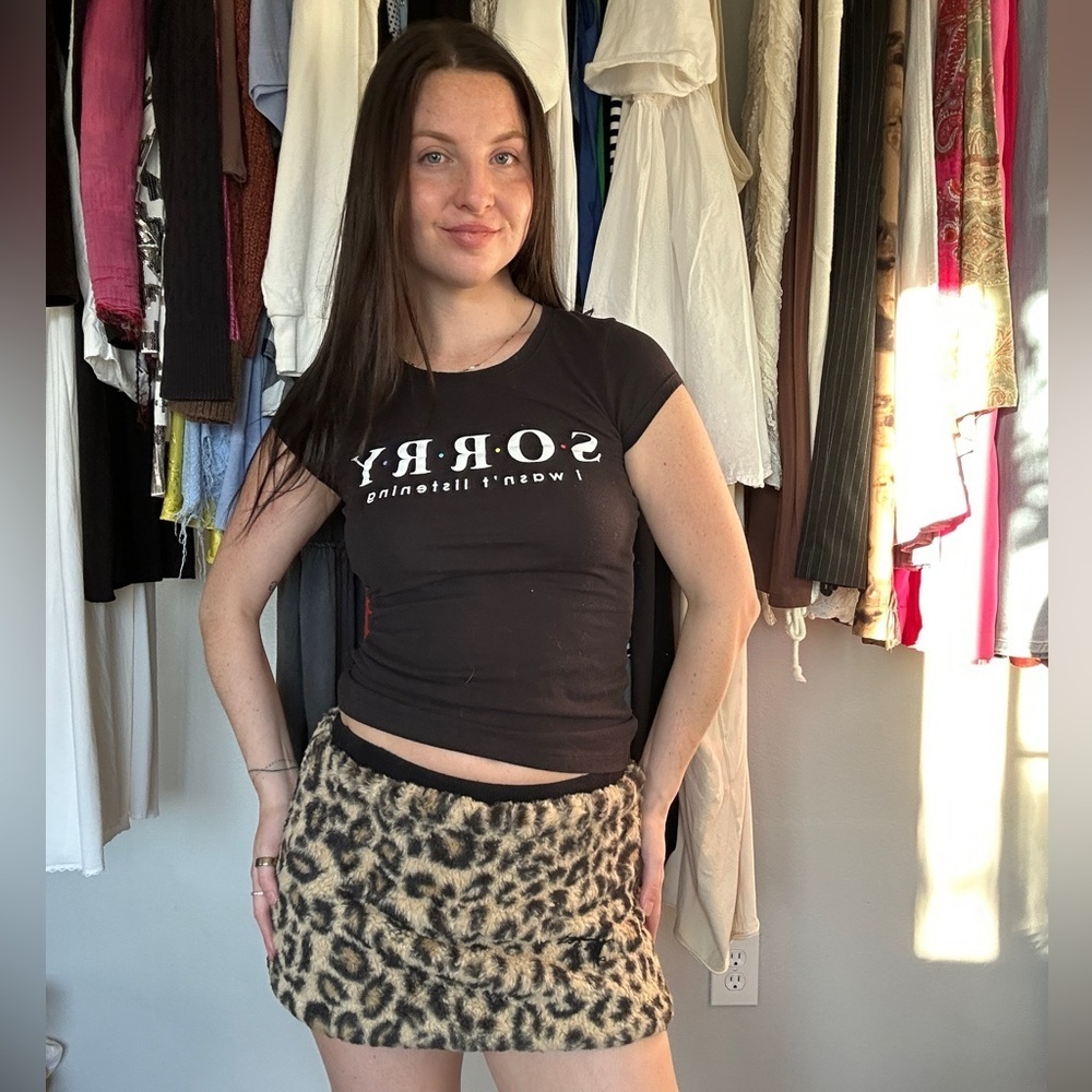 Leopard Print Faux Fur Mini Skirt – Women’s XS (Kids Tag)
